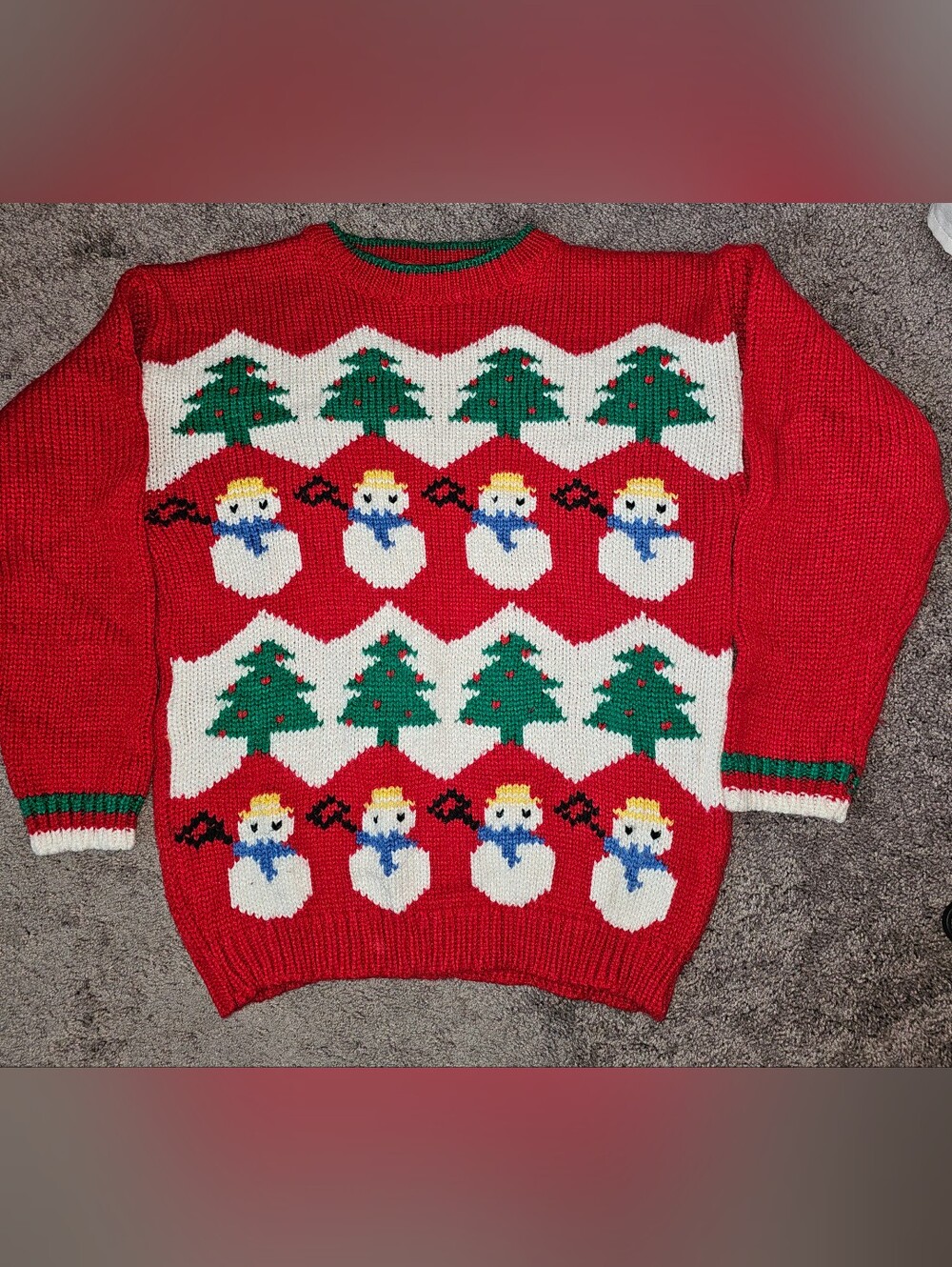 Vintage Radishes & Roses Holiday Christmas Sweater Made In Korea Sz M Snowman